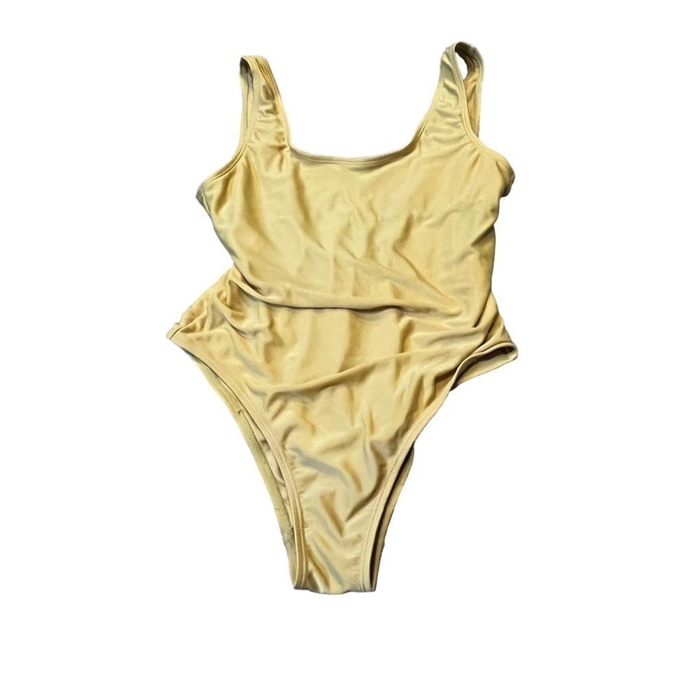 Rue Bleu Yellow Low Back One Piece Swimsuit